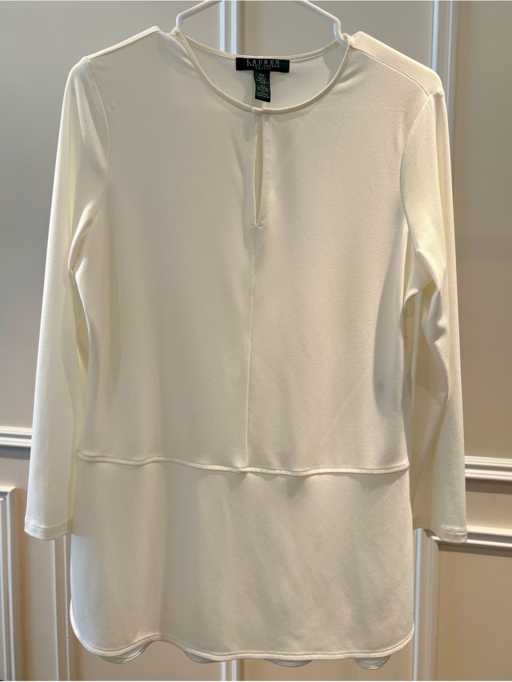 Lauren Ralph Lauren Ivory Long-Sleeve Keyhole Tunic